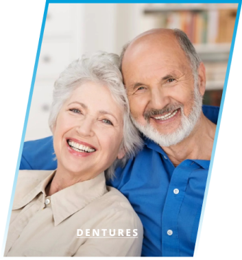 an elderly man and woman smiling